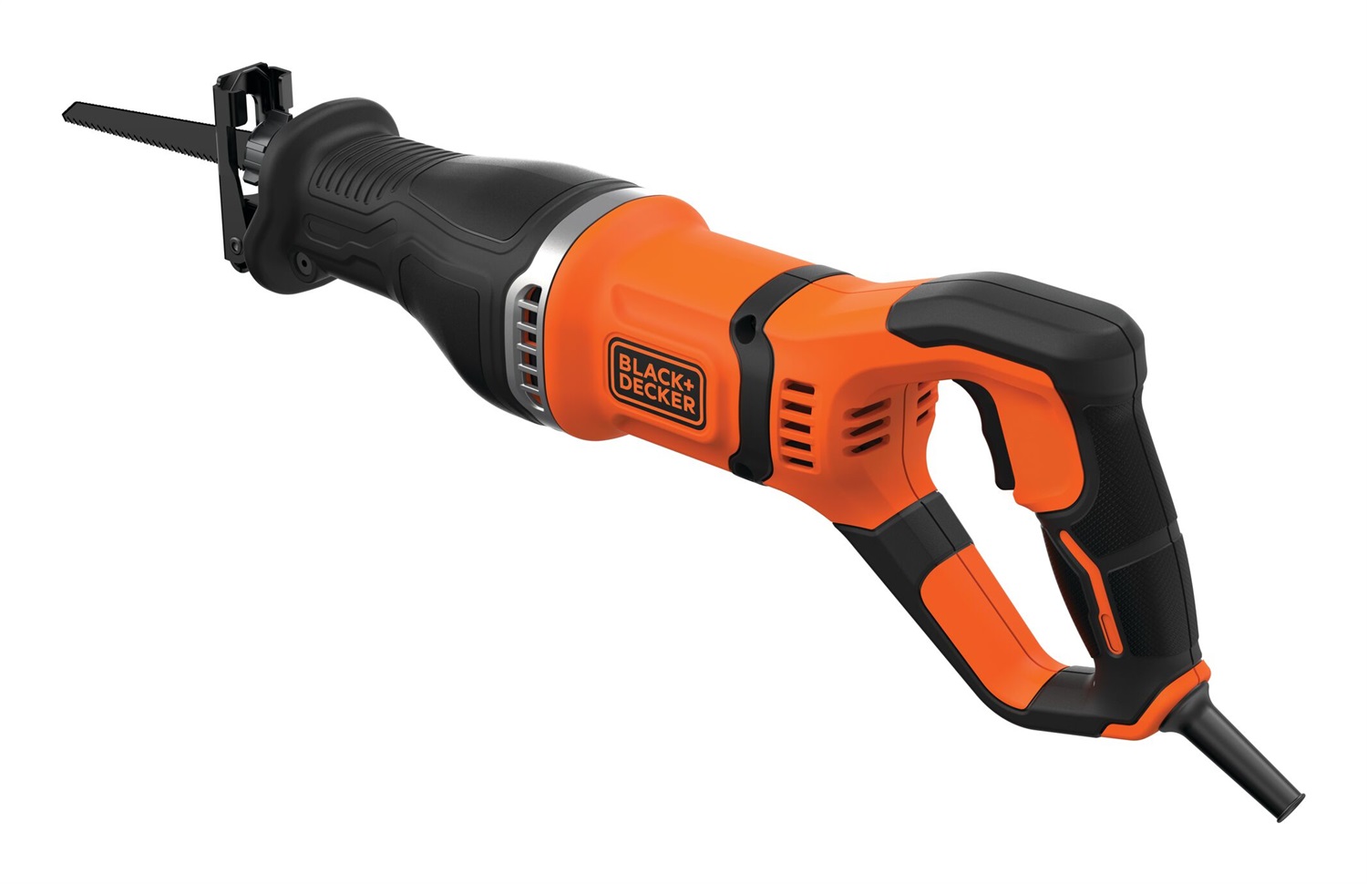 BLACK DECKER BES301-QS Sega a Gattuccio a Filo 750W - Velocità Variabile 0-2800 corse/min, Lunghezza Corsa Lama 20mm, Dotazione 2 Lame (Legno e Metallo), Nero/Arancione