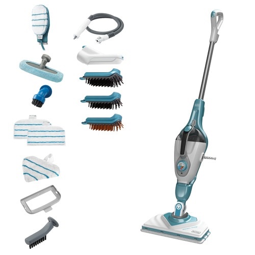 Black & Decker BHSM1610DSM Pulitore a Vapore Portatile 1600W 0,5L Blu Acqua/Bianco con Corpo Staccabile e 14 Accessori