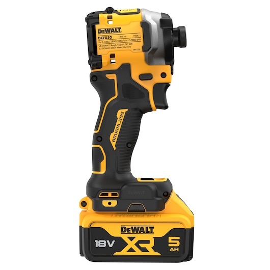 DeWALT DCF850P2T-QW Avvitatore ad Impulsi 18V Brushless 206 Nm con 2 Batterie da 5Ah e Caricabatterie
