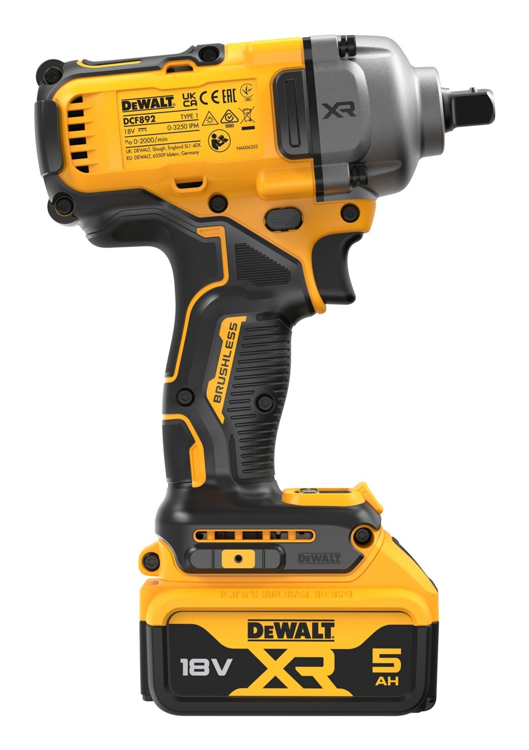 DeWALT DCF892P2T-QW Avvitatore ad Impulsi a Batteria 18V, Coppia 813 Nm, 2 Batterie 5,0 Ah, Caricabatterie e Custodia T-STAK Inclusi