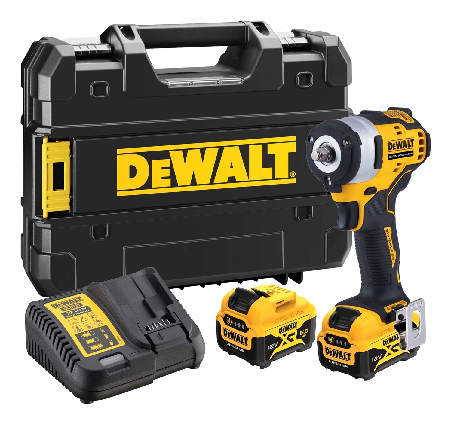 DeWALT DCF903P2-QW Avvitatore a Percussione Senza Fili 2850 Giri/min, Coppia 340 Nm, Porta Utensili 3/8, 2x 5.0 Ah Batteria e Caricabatteria Inclusi