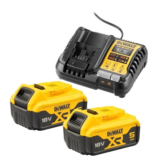 DeWALT DCB1104P2-QW Set Batteria 18V 5Ah - 2 Batterie XR e Caricabatterie Rapido