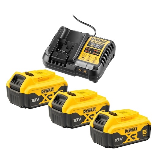 DeWALT DCB1104P3-QW Set Batteria e Caricabatterie 3 x 5Ah 18V Li-Ion con Caricabatterie DCB1104