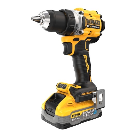 DeWALT DCD800H2T-QW Trapano Avvitatore 18V 90 Nm con 2 Batterie 5Ah Powerstack e LED a Tre Modalità