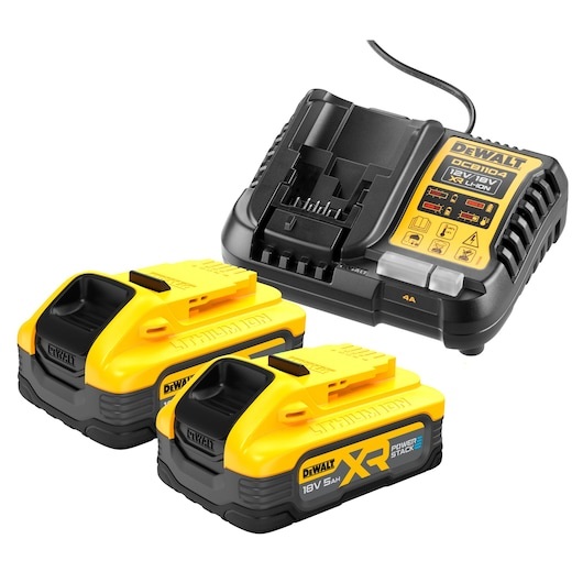 DeWALT DCB1104H2-QW PowerStack Starter Kit - 2 Batterie 18V XR 5Ah Caricatore DCB1104