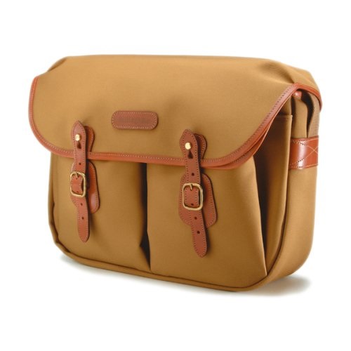 Billingham Hadley Large Borsa da Corriere in Tela Khaki con Bordi in Cuoio Marrone Chiaro e Finiture in Ottone - Impermeabile e Versatile