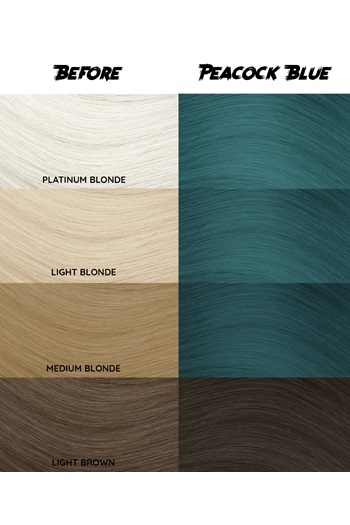 Crazy Color Colore per Capelli Semi Permanente Peacock Blue 100 ml - Pronto all'uso, Senza PPD e Ammoniaca, Vegano