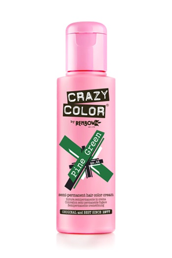 Crazy Color Pine Green - Colore per Capelli Semi-Permanente 100 ml, Pronto all'Uso, Senza Ammoniaca e PPD, Vegano