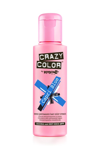 Crazy Color Capri Blue - Colorazione Semipermanente per Capelli 100 ml, Senza Ammoniaca, Vegana e Pronta all'Uso