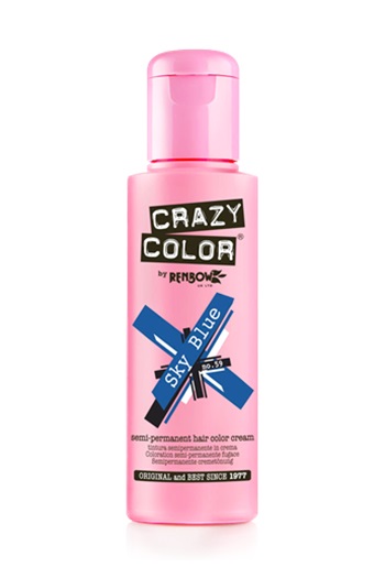 CRAZY COLOR Colore per Capelli Semi Permanente Sky Blue 100 ml - Pronto all'uso, Senza PPD e Ammoniaca, Vegano