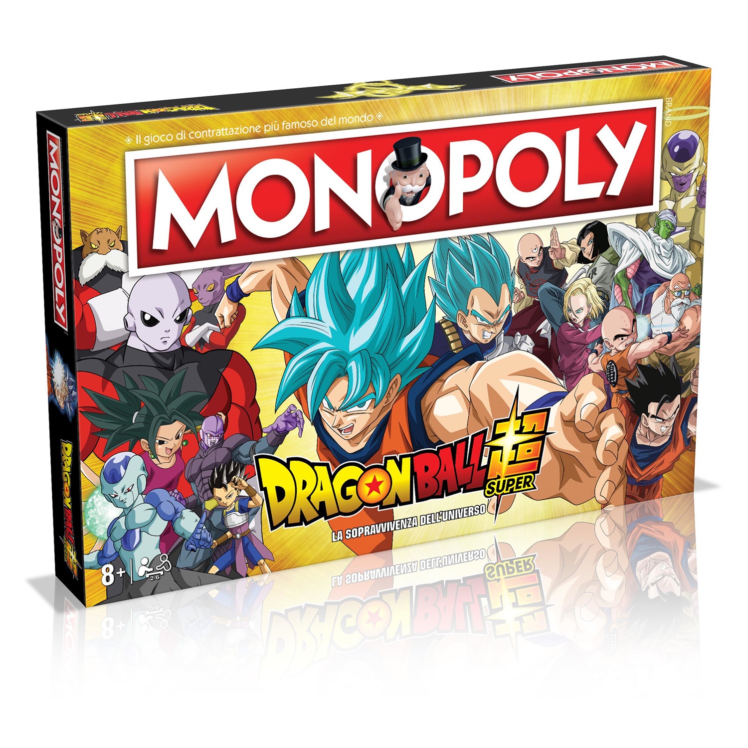Winning Moves Monopoly Dragon Ball Z Super - Edizione Italiana, Gioco da Tavolo per 2-6 Giocatori, Età 8 , con Pictionary delle Battaglie Epiche