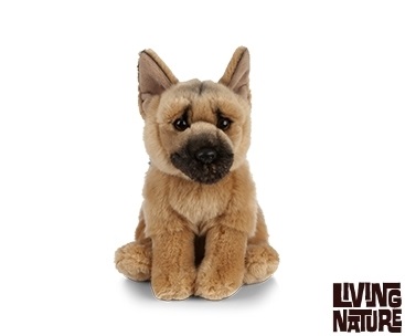 Keycraft Living Nature Peluche Pastore Tedesco, Cane Peluche Realistico e Soffice, 21 cm, Ecosostenibile, Idea Regalo per Bambini e Adulti