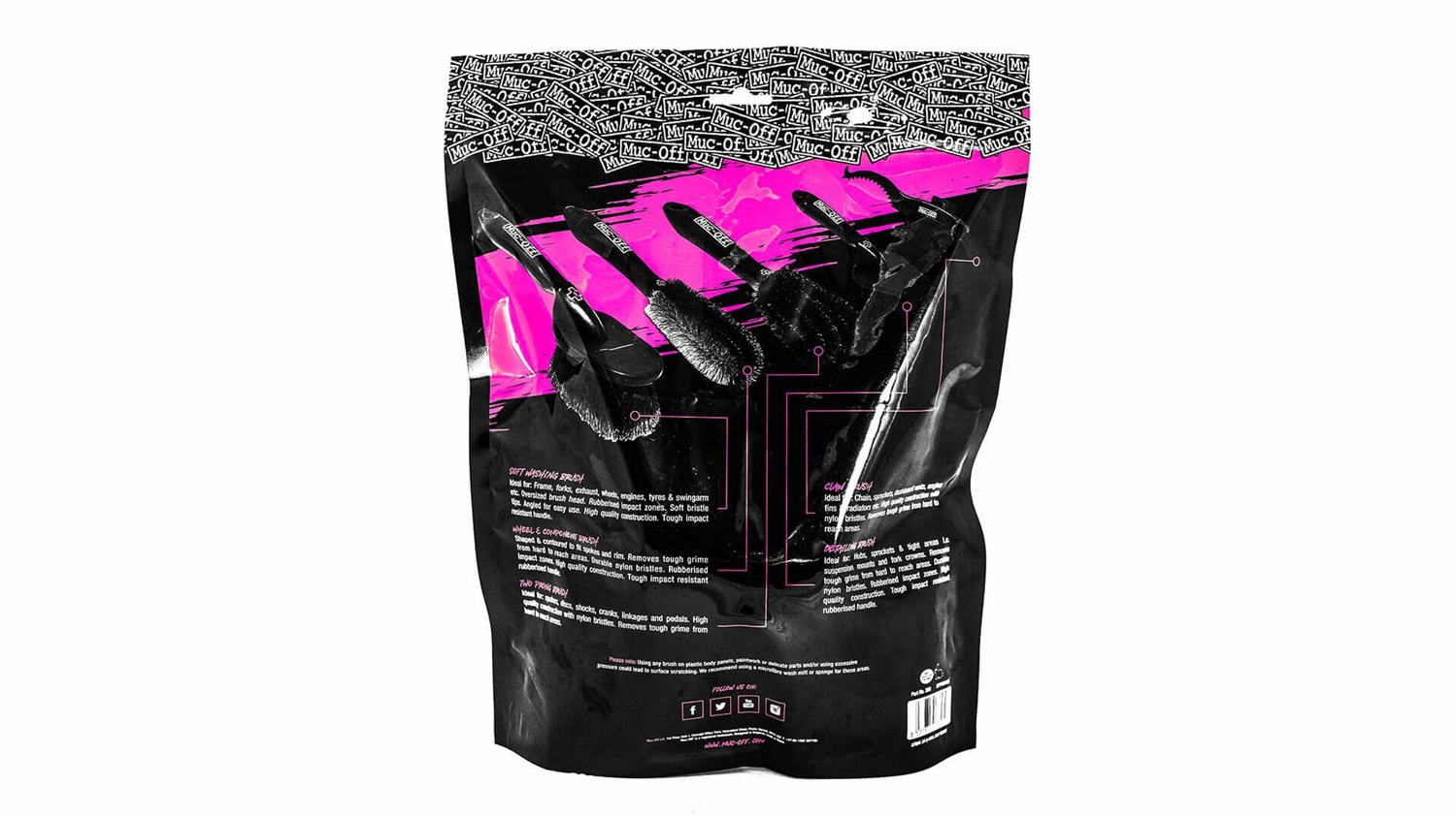 Muc-Off Premium Brush Kit - Set di 5 Spazzole per Pulizia Bici con Setole in Nylon Durevole e Manici Ergonomici