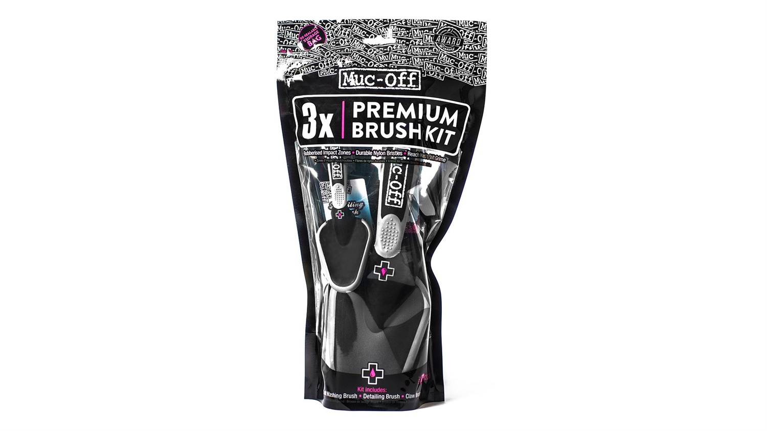 Muc-Off Set di Spazzole 3 Pezzi per Pulizia Bici - Include Spazzola Morbida, Spazzola per Ruote e Spazzola Delicata