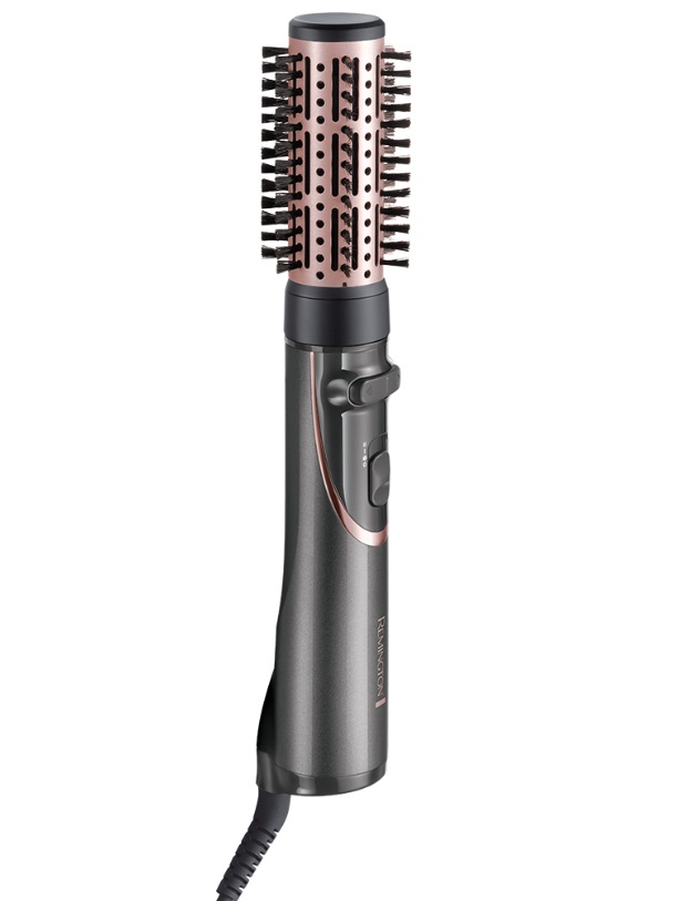 Remington AS8606 Spazzola Rotante ad Aria Calda 800 W - Volume, Ricci e Liscio con 4 Accessori, Nero e Oro Rosa