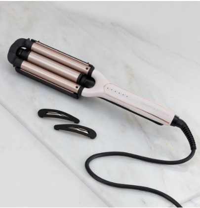 Remington CI91AW Ferro Arricciacapelli 4 in 1 - Onde da Spiaggia, Naturali, d'Acqua e da Sirena, Display Digitale, Temp. fino a 210°C, Cavo 3 m, Nero/Rose Gold