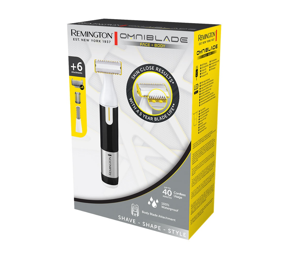 Remington Omniblade HG3000 - Rasoio Ibrido Impermeabile Ricaricabile per Viso e Corpo con 4 Pettini per Barba e Pettine per il Corpo