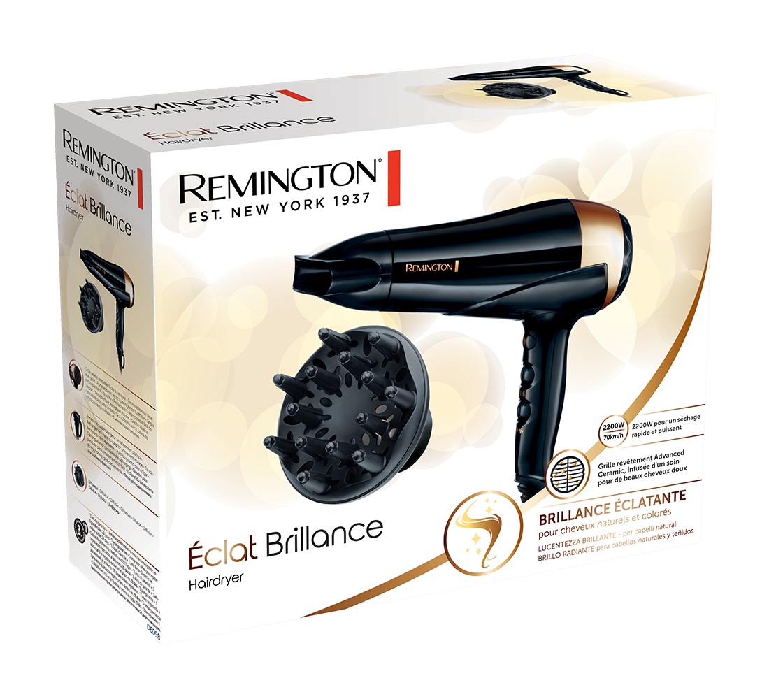 Remington D6098 Asciugacapelli Professionale Ionico 2200 W con Rivestimento in Ceramica, Nero e Bronzo