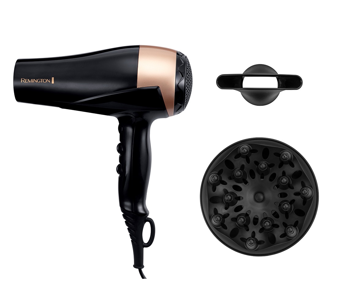 Remington D6098 Asciugacapelli Professionale Ionico 2200 W con Rivestimento in Ceramica, Nero e Bronzo