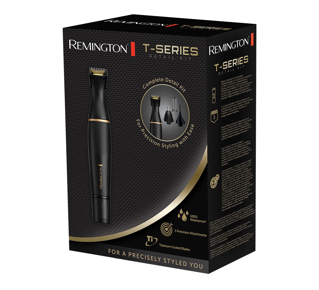 Remington T-Series NE7000 Rifinitore Professionale Multiuso - Tagliapeli Naso e Orecchie, Rifinitore Sopracciglia e Barba con Lame in Titanio e Accessori Intercambiabili