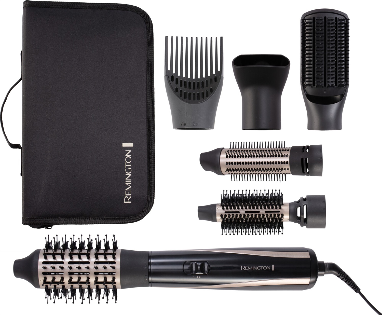 Remington AS7700 Spazzola ad Aria Calda Nero 1200 W con 6 Accessori e Cavo da 3 m