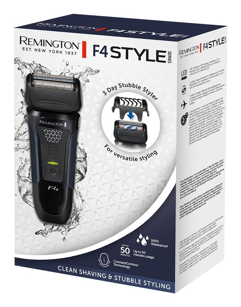 Remington F4 Style Series F4002 Rasoio Elettrico Barba - Utilizzo Asciutto e Bagnato, 100% Impermeabile, Tecnologia ControlCut, Rifinitore Pop-up, Testa Girevole