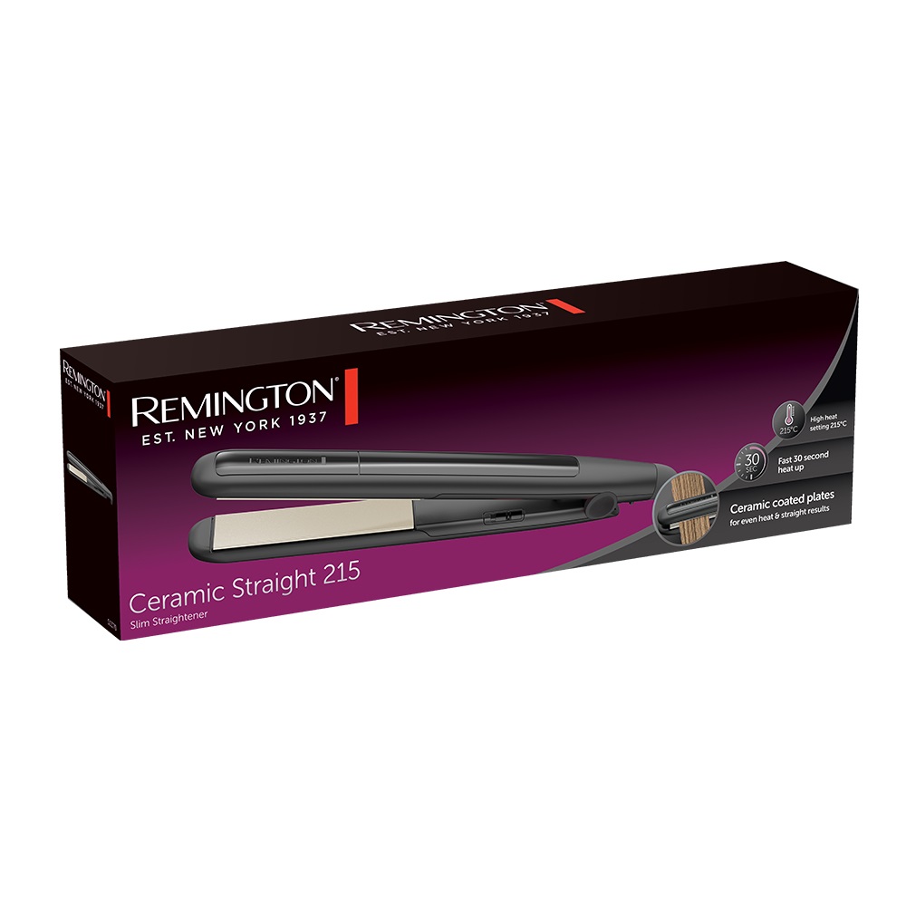 Remington S1370 Piastra per Capelli Ceramica 215°C con Piastre Extra Lunghe e Cavo da 1,8 m - Nero