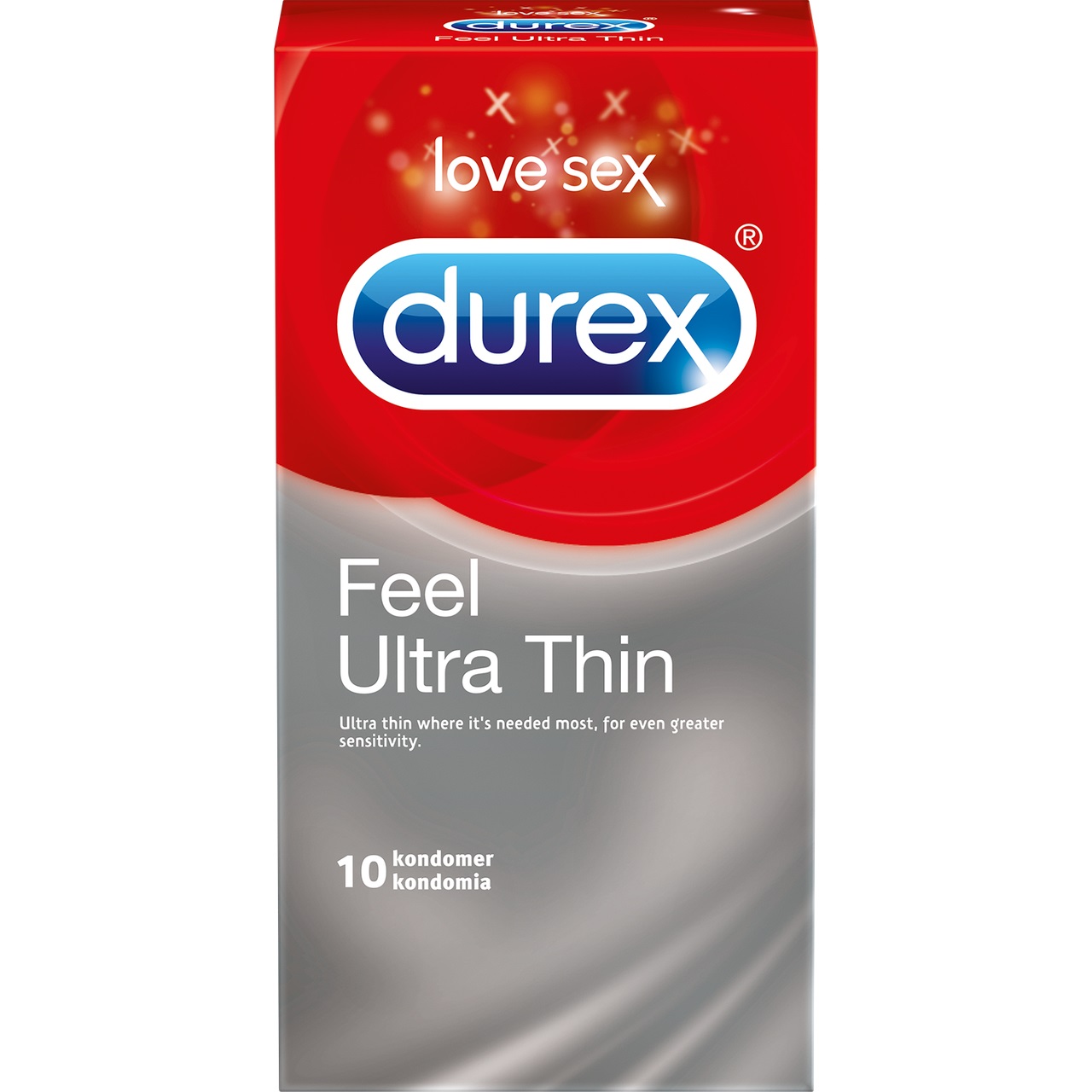 Durex Feel Thin Ultra Sottile - Preservativi in Lattice Lubrificati, Confezione da 10