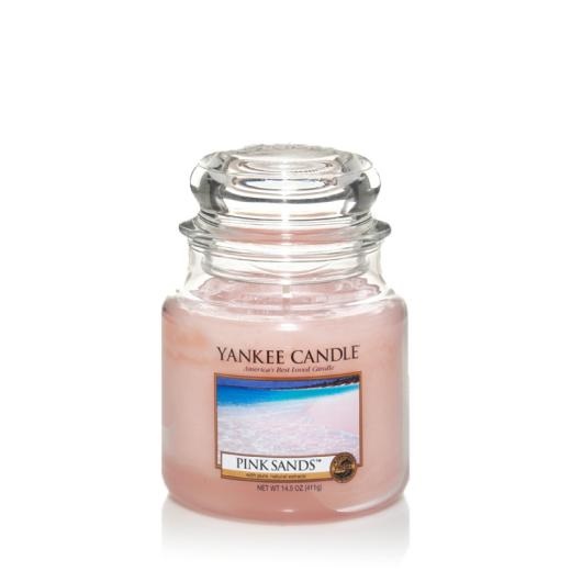 Yankee Candle Pink Sands - Candela Profumata in Giara Media 411 g con Fragranza di Agrumi, Fiori e Vaniglia, Durata Fino a 75 Ore