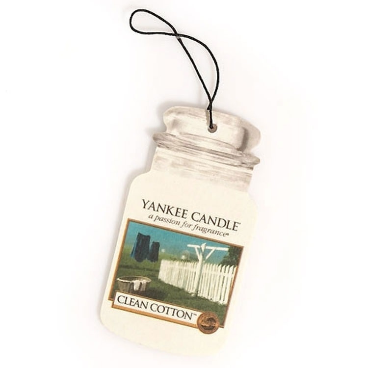 Yankee Candle Clean Cotton - Deodorante per Auto 1 pz con Fragranza di Cotone Asciugato al Sole e Note Verdi