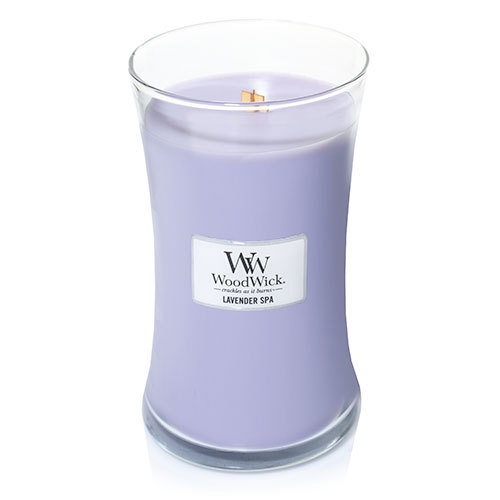 WoodWick Candela Profumata Grande 610 g - Lavender Spa con Stoppino Scoppiettante, Durata Fino a 130 Ore