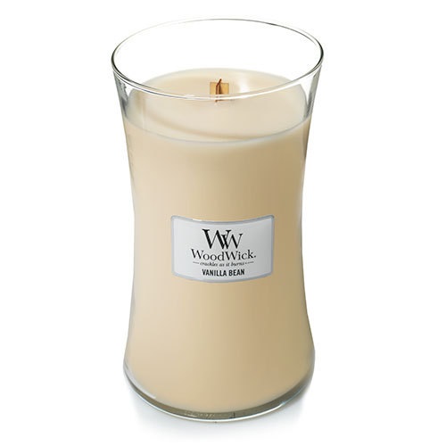 WoodWick Candela Profumata Grande Vanilla Bean 610 g con Stoppino Scoppiettante - Durata Fino a 130 Ore