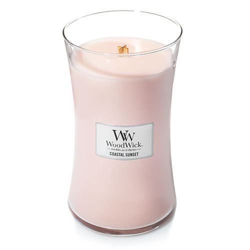 WoodWick 93049E Candela Profumata Coastal Sunset 610 g - Fragranza di Fiori Tropicali e Cocco con Stoppino in Legno