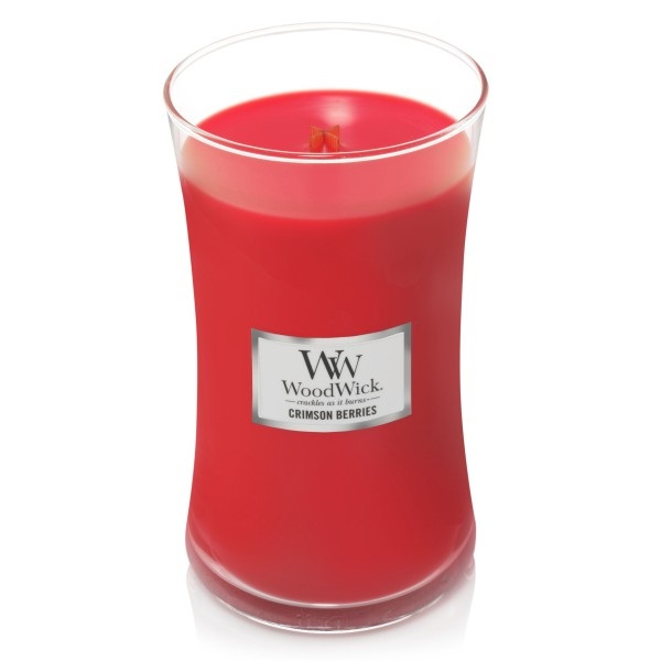 WoodWick Candela Profumata Grande 610 g - Bacche Cremisi (Crimson Berries) con Stoppino Scoppiettante, Durata Fino a 130 Ore