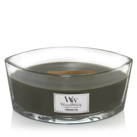 WoodWick Candela Profumata Ellipse Frasier Fir 454 g - Stoppino Scoppiettante, Fino a 50 Ore di Combustione