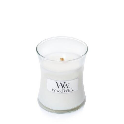 WoodWick Candela Profumata Hourglass Media 275 g - Tè Bianco e Gelsomino con Stoppino Crepitante, Durata Fino a 60 Ore