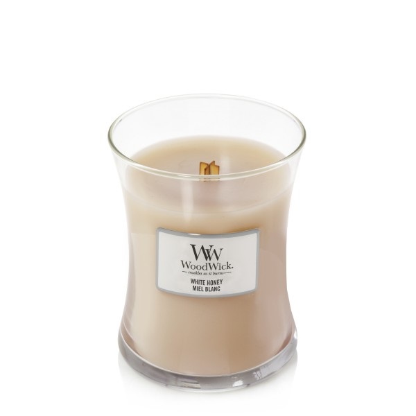 WoodWick Candela Profumata White Honey 275 g - Fragranza Accogliente in Vetro con Tecnologia PLUSWICK®