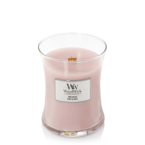 WoodWick Candela Profumata Rosewood 275 g - Media, Vetro, Stoppino in Legno con Crepitio