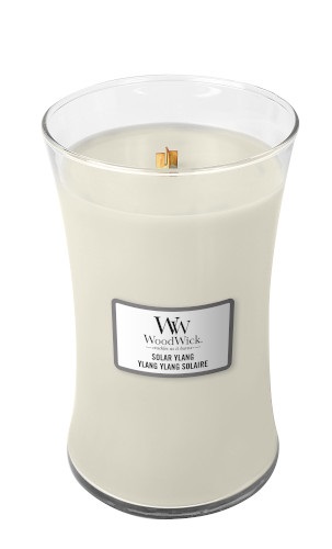 WoodWick Candela Grande Solar Ylang 610 g - Fragranza Floreale con Bergamotto, Gelsomino, Tuberosa, Ylang-Ylang, Muschio e Legno di Sandalo