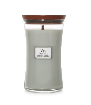 WoodWick Candela Profumata Hourglass Grande 610 g - Lavanda e Cedro, Durata Fino a 130 Ore, Note di Pepe Rosa e Patchouli