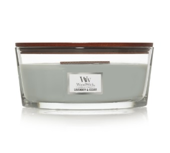 WoodWick Candela Profumata Ellipse Lavanda e Cedro 454 g con Stoppino Crepitante - Durata Fino a 50 Ore