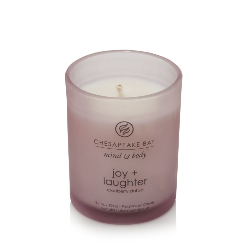 Chesapeake Bay Joy & Laughter - Candela Profumata Piccola in Vetro, Fragranza Cranberry Dahlia, 96g