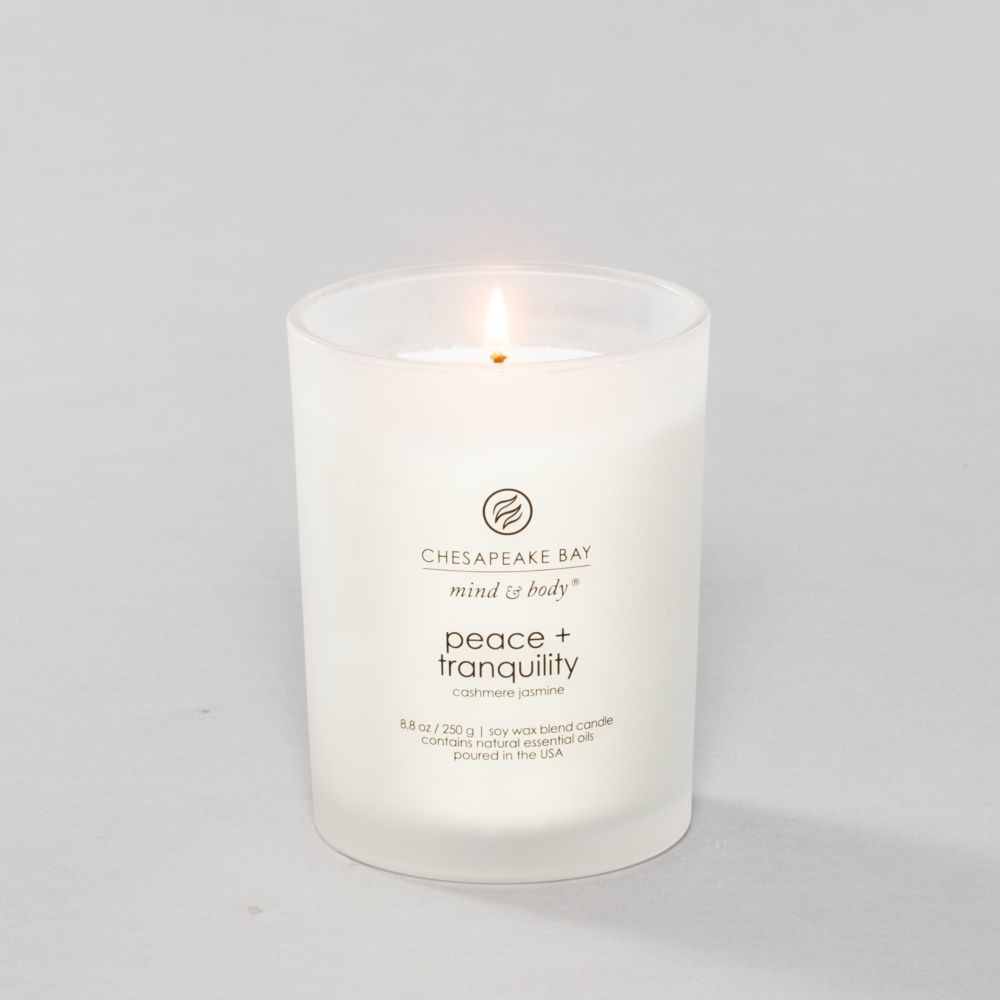 Chesapeake Bay Candle Peace Tranquility Candela Profumata Media Tumbler 250 gr (Cashmere Jasmine) - Durata fino a 57 ore, Collezione Mind & Body