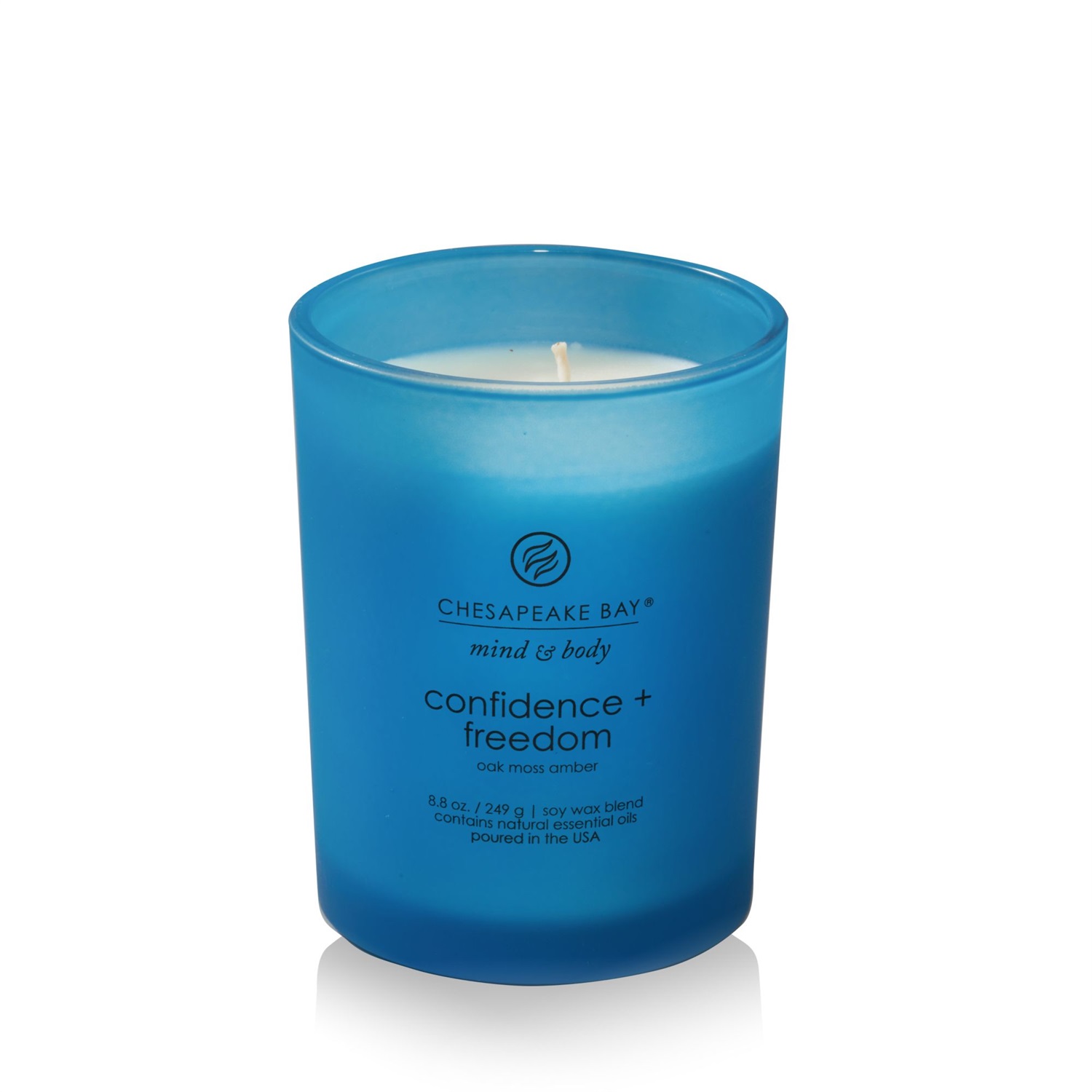 Chesapeake Bay Candle Confidence & Freedom (Oak Moss Amber) - Candela in Vetro Tumbler Blu 250 gr