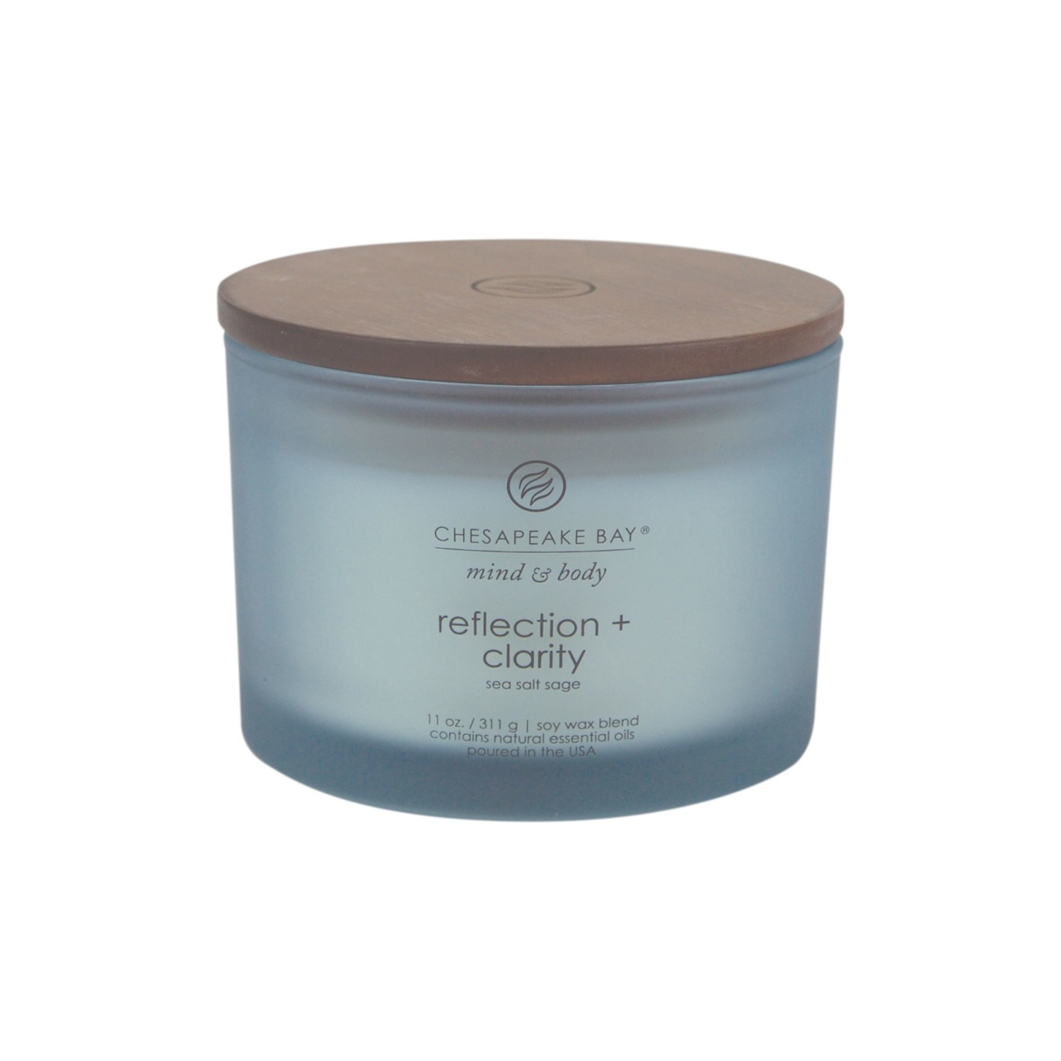 Chesapeake Bay Candle Reflection & Clarity Candela Profumata 3 Stoppini Sea Salt Sage in Vetro Azzurro 312 gr