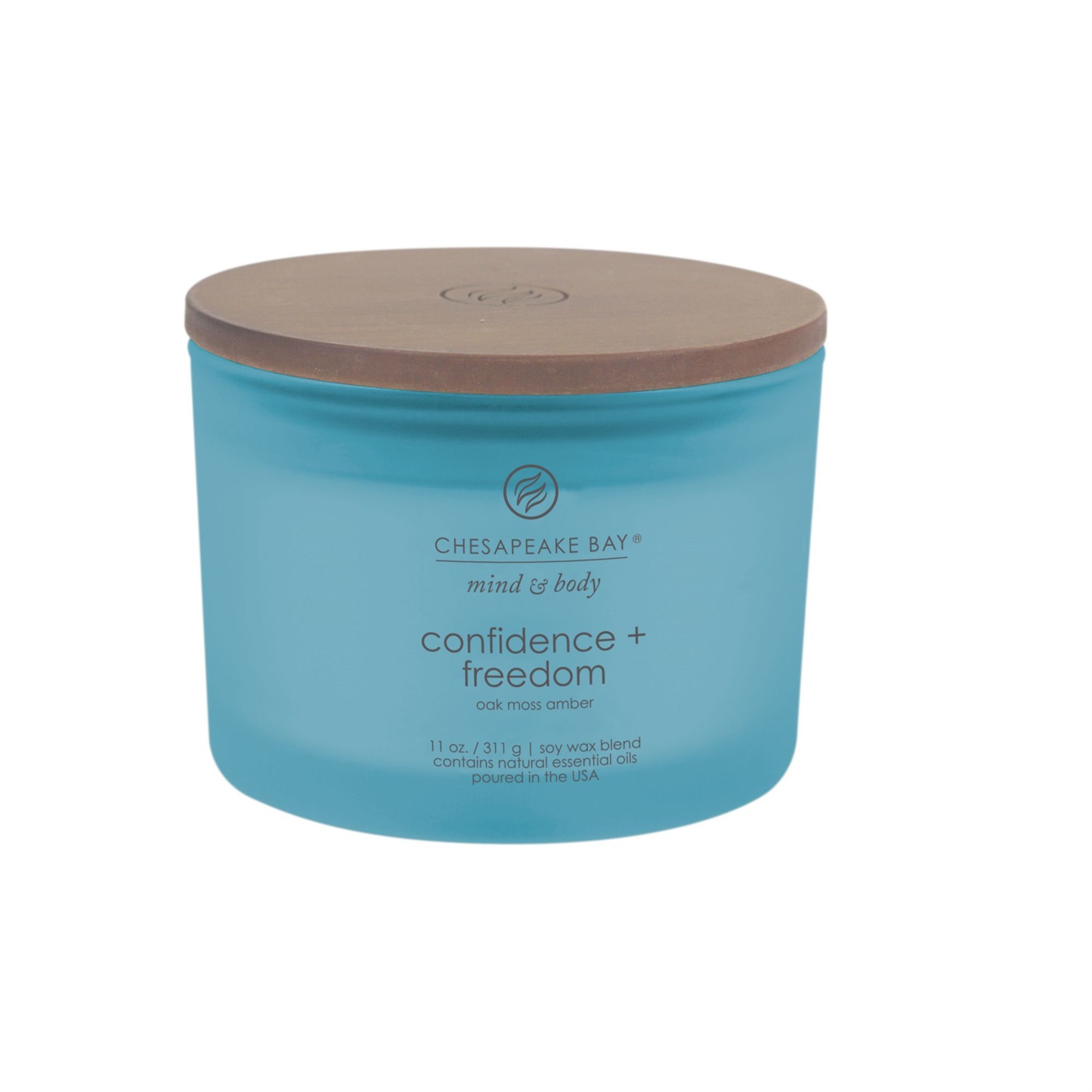 Chesapeake Bay Candle Confidence & Freedom Candela Profumata Blu con 3 Stoppini - Oak Moss Amber