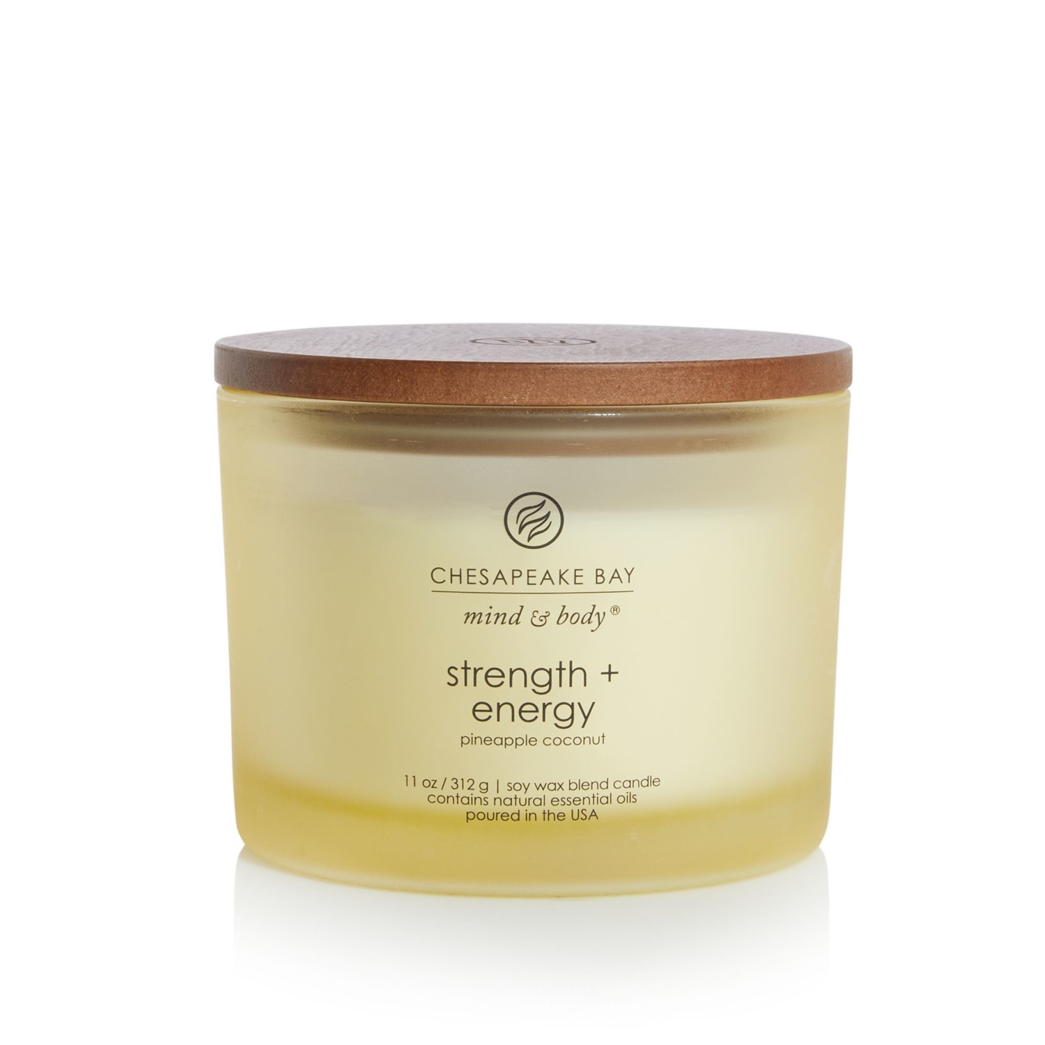 Chesapeake Bay Candle Strength & Energy - Candela Profumata Ananas e Cocco a 3 Stoppini, 312g, Colore Giallo