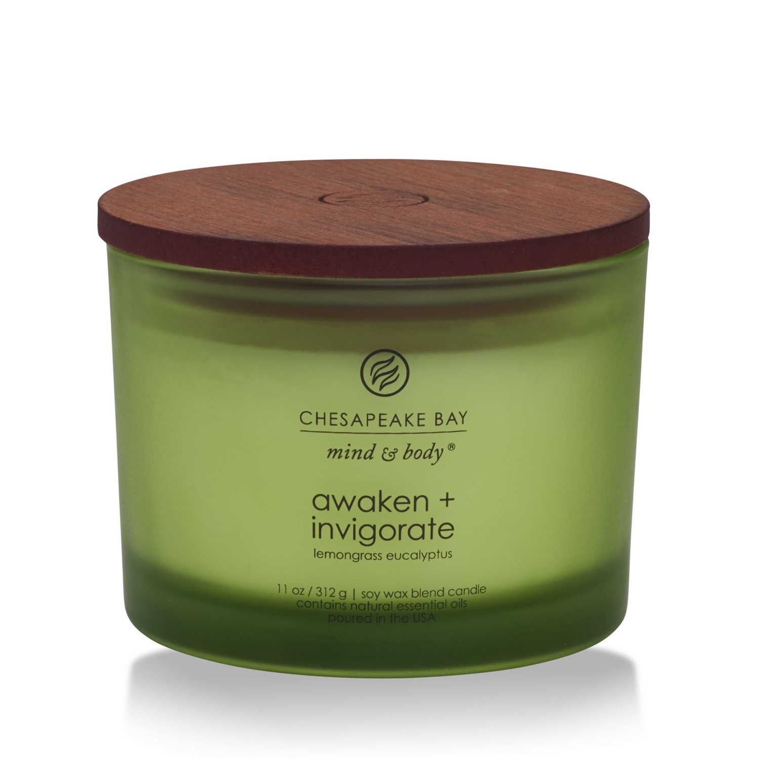 Chesapeake Bay Candle Awaken & Invigorate - Candela Profumata Citronella Eucalipto con 3 Stoppini, Verde, 312g