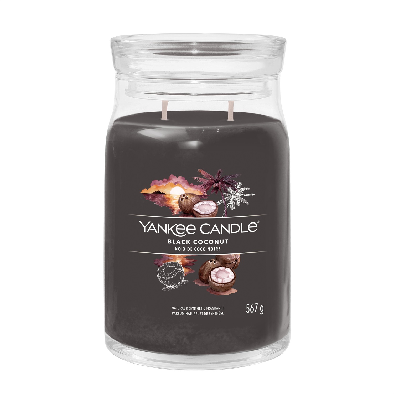 Yankee Candle Signature Candela Profumata Giara Grande Cocco Nero 567 g - Fragranza Floreale con Legno di Cedro e Fiori Tropicali, Tempo di Combustione fino a 90 Ore