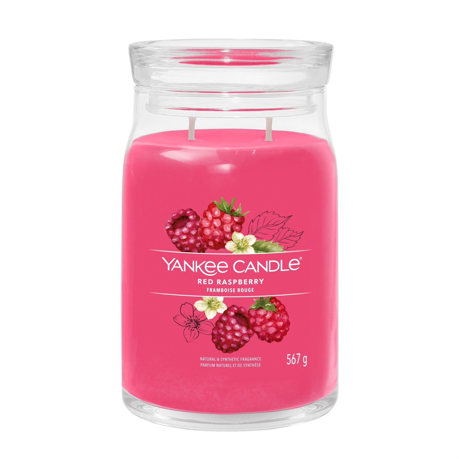 Yankee Candle Signature Giara Grande Lampone Rosso 567 g - Candela Profumata con Cera di Soia, Fino a 90 Ore di Combustione